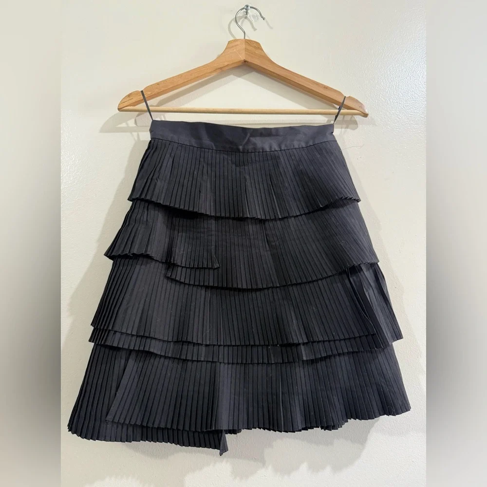 C/MEO Collective Black Tiered Pleated A-Line Skirt